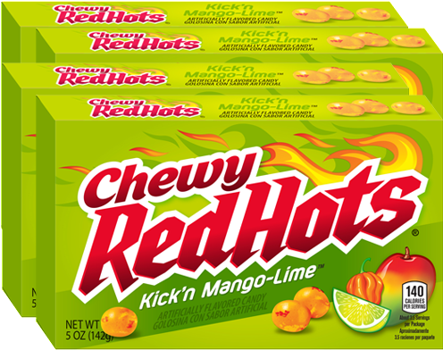 Chewy Red Hots Kick'n Mango Lime Theater Box - Red Hot Chewy Candy (500x500), Png Download