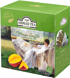 Mango Souffle Tea - Ahmad Green Tea Mango (314x452), Png Download