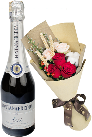 Fontanafredda Asti & Flower Bouquet - Whiskey With Bouquet Of Flowers (480x480), Png Download