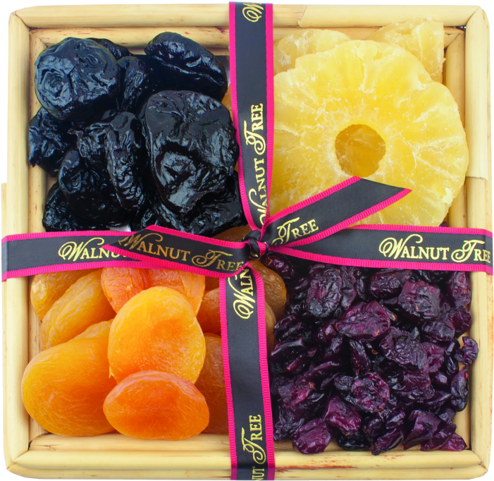 Square Reed Tray Filled With A Selection Of Dried Fruit - Seedless ...