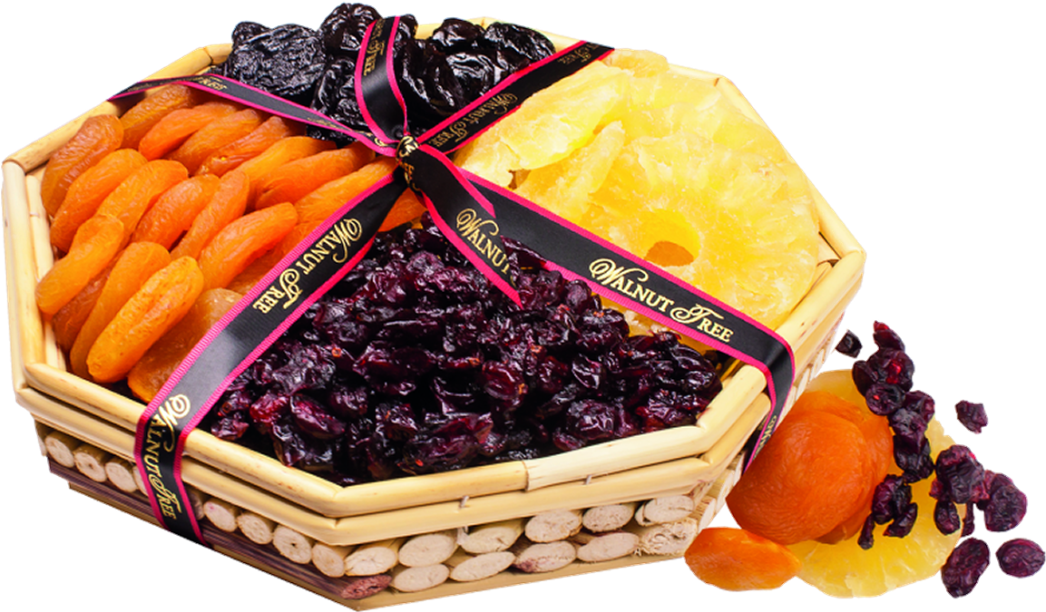 Octagonal Reed Tray Filled With A Selection Of Dried - Dried Fruit (1200x800), Png Download