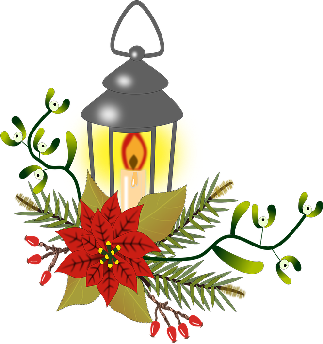Christmas Flowers Clipart 11, Buy Clip Art - Red Poinsettia And Lantern Oval Ornament (665x720), Png Download
