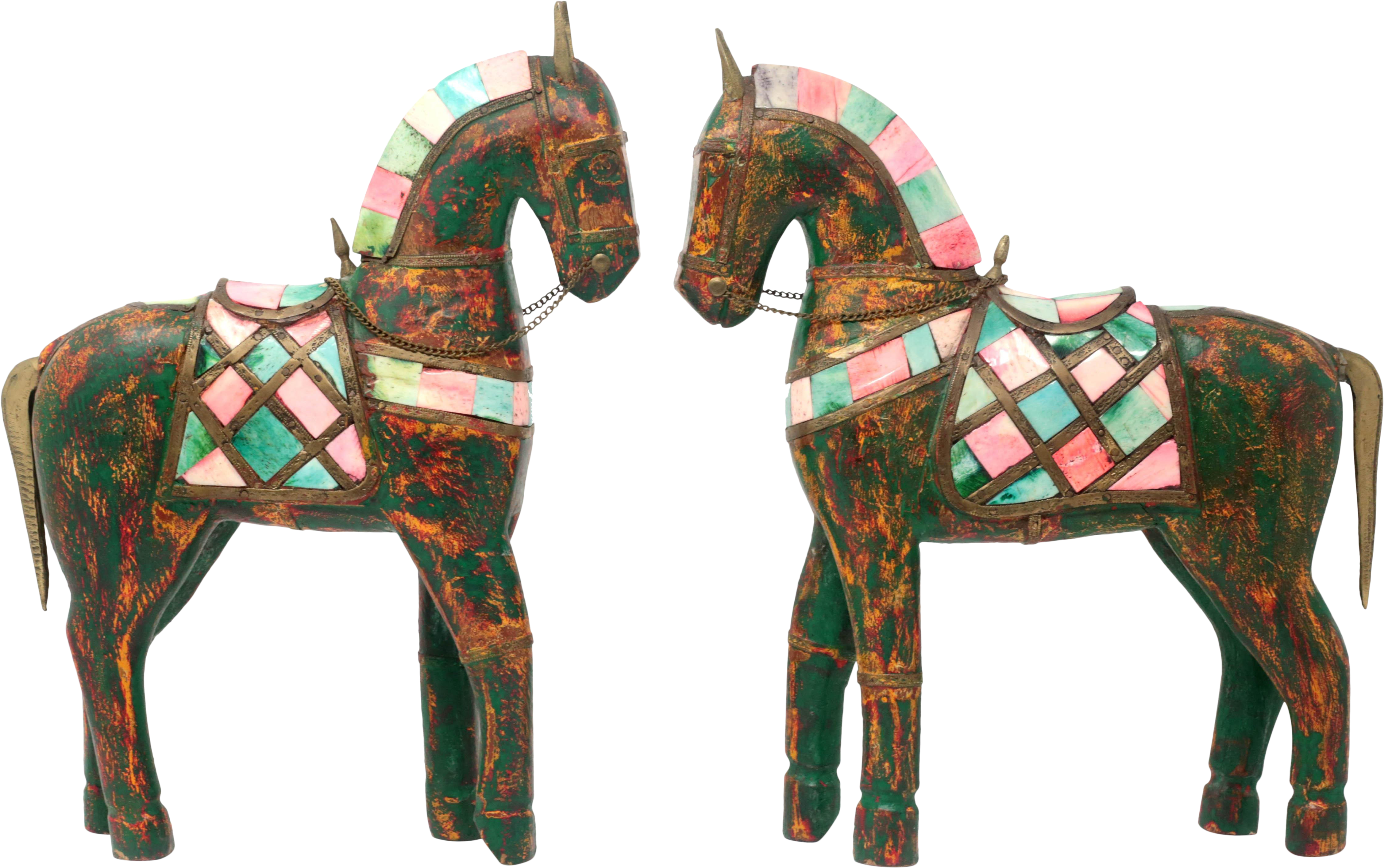 Vintage Handmade Wood And Brass Horses A Pair Chairish - Carving (6400x4000), Png Download