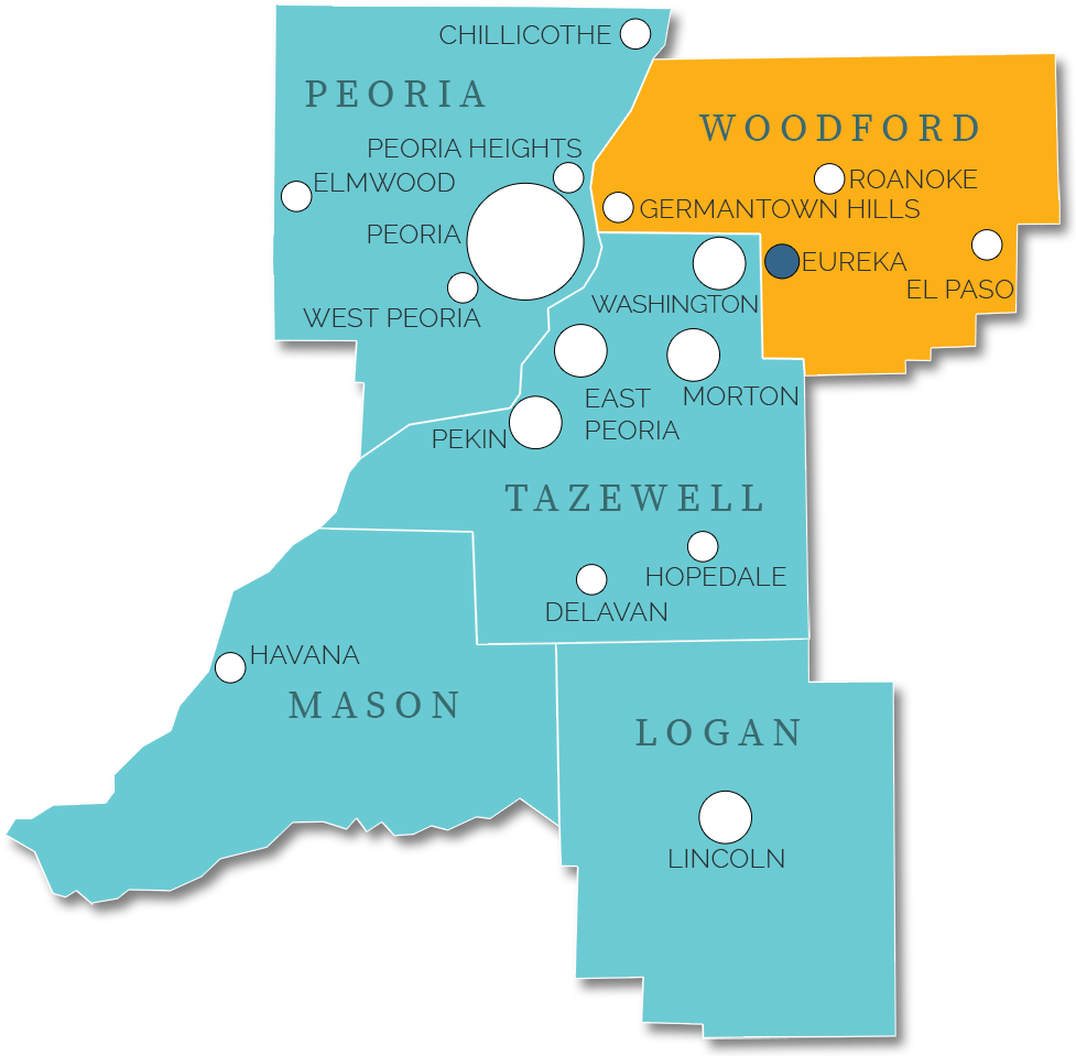 Explore Other Greater Peoria Communities - Map (980x968), Png Download
