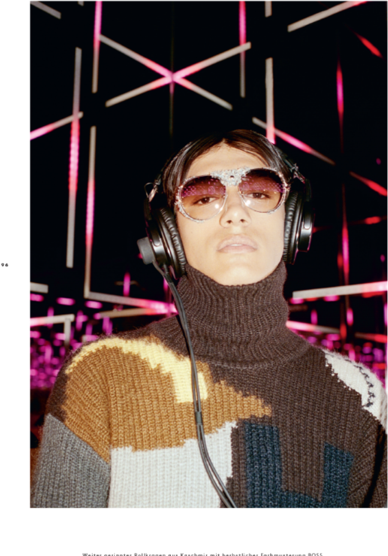 In Boss Sweater And Chanel Sunglasses Shot At Night - Model (900x1200), Png Download