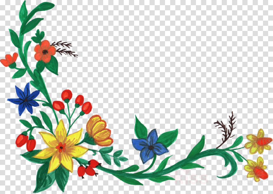 Download Flower Watercolor Corners Transparent Clipart - Portable Network Graphics (900x640), Png Download