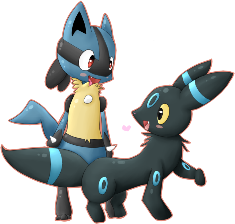 Lucario And Umbreon Commission By Kiytt-d4wbb9d - Shiny Umbreon And Lucario (900x864), Png Download