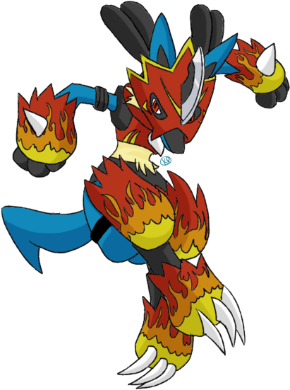 Crossing The Beams Lucario And Flamedramon By Wagoflabo-d4f541u - Lucario Digimon (900x600), Png Download