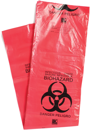 Red Biohazard Infectious Waste Bags (540x676), Png Download
