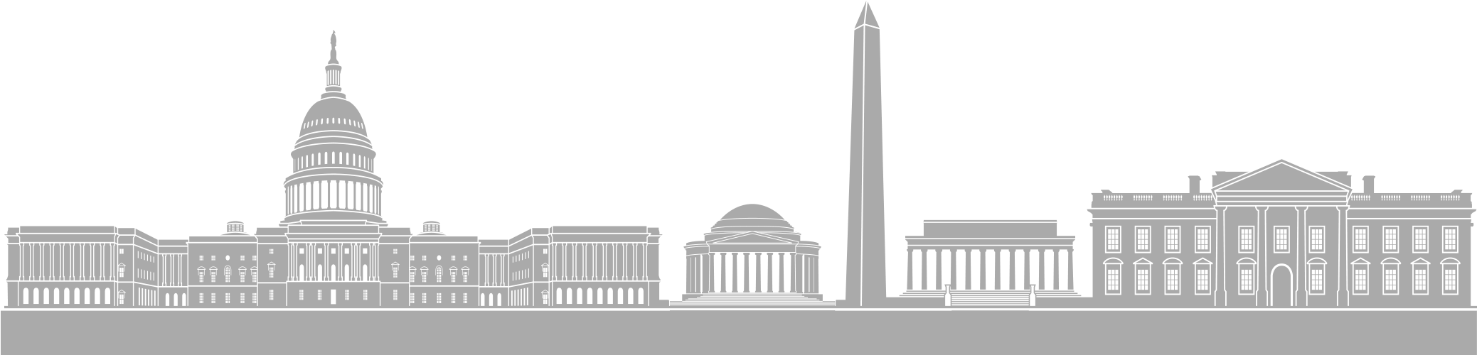 Washington Dc Skyline Png - Washington Dc Skyline Watercolor (2080x508), Png Download
