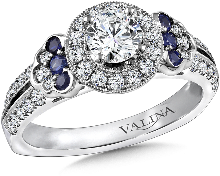 Valina Diamond And Blue Sapphire Engagement Ring Mounting - Valina Engagement Ring Mounting | Size: 6.50 (800x800), Png Download