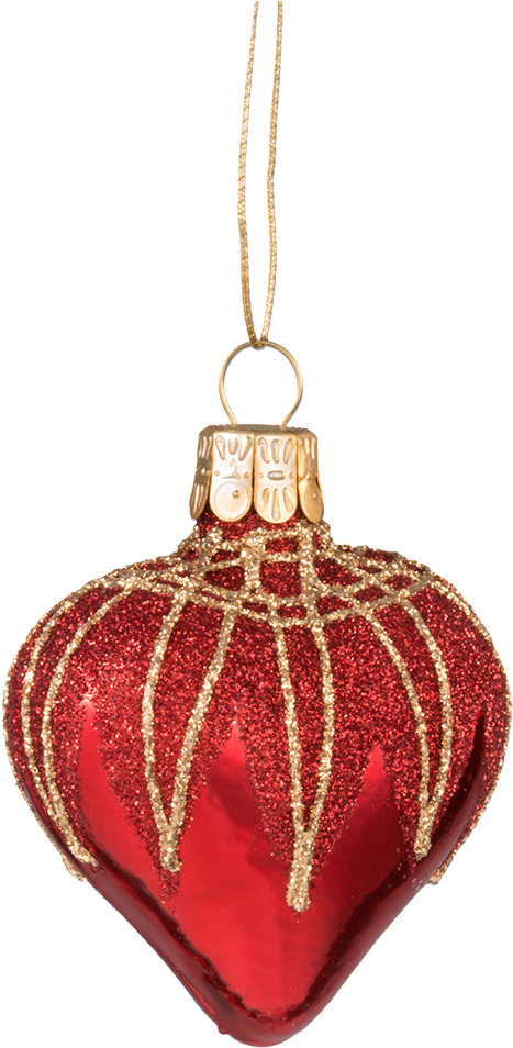 Glass Ornament Red Bell With Glitter Roof - Christmas Ornament (1000x1000), Png Download