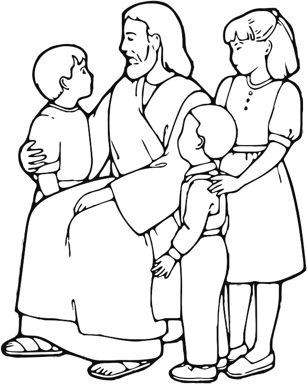 Vector Download Teaching Children Line Art Medium Image - Clipart Jesus With Children (612x765), Png Download