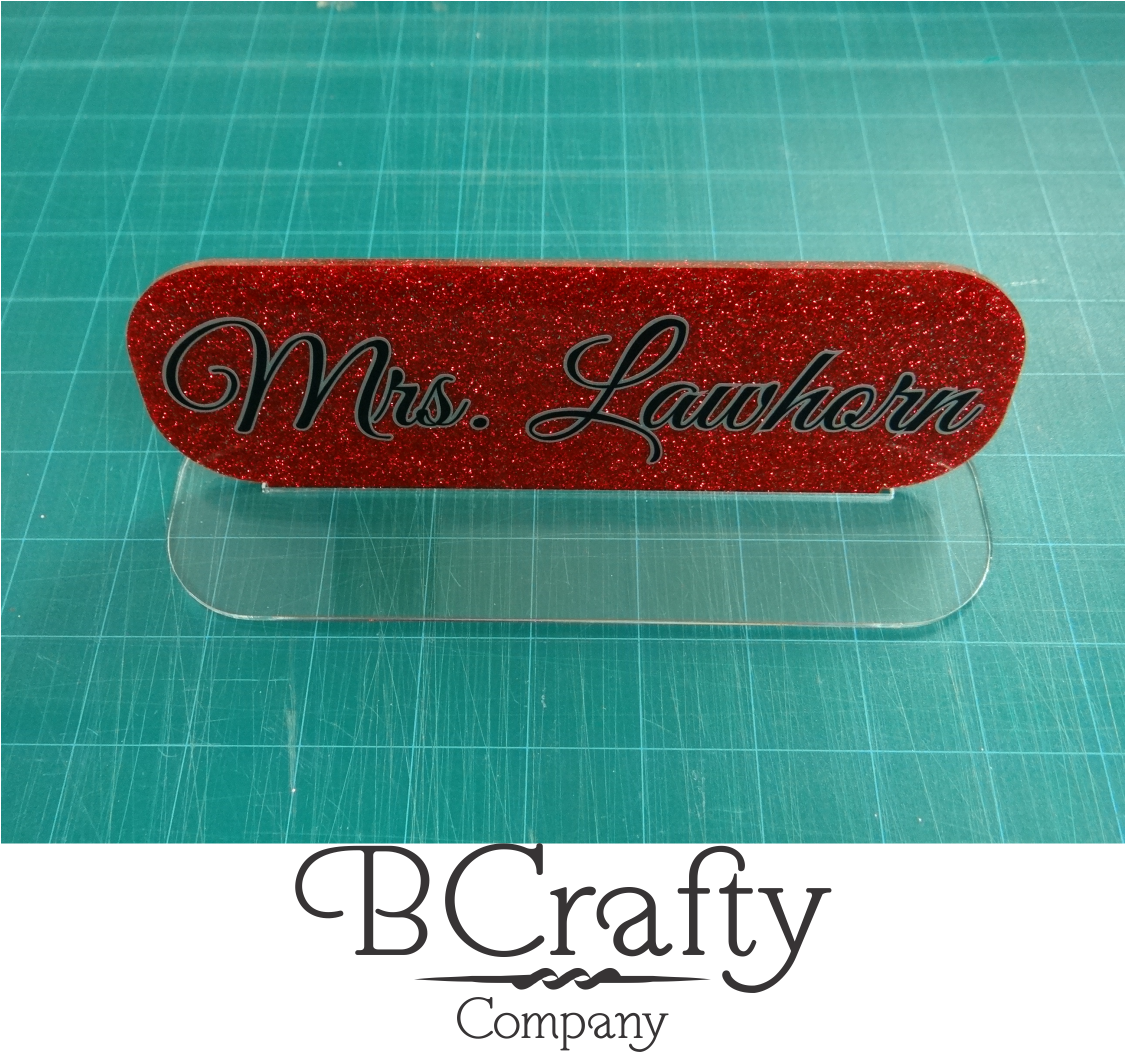 Acrylic Blank Desk Name Plate Red Glitter - Calligraphy (1124x1690), Png Download