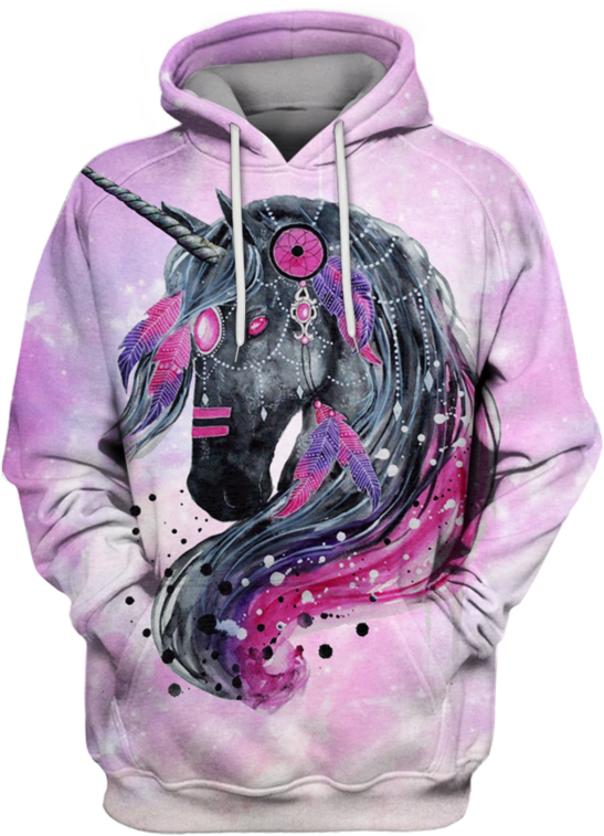 3d Unicorn In The Galaxy Background Full Print T Shirt - T-shirt (800x799), Png Download