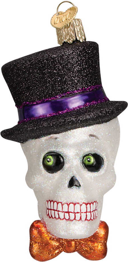 Top Hat Skeleton Ornament Top Hat Skeleton Ornament - Old World Christmas Top Hat Skeleton Glass Blown Ornament (1024x1024), Png Download