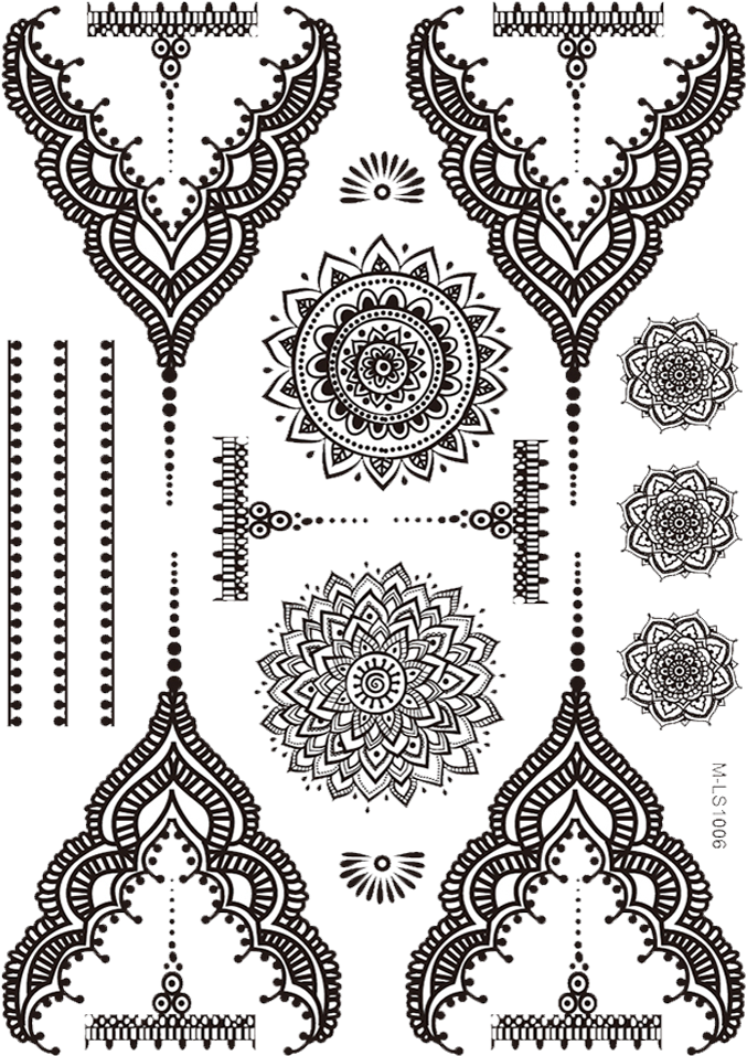 Png Transparent Library Wefrgthyjhgr Png Pinterest - Diva Woo Black Henna Body Paints Temporary Tattoo Stickers (801x1122), Png Download