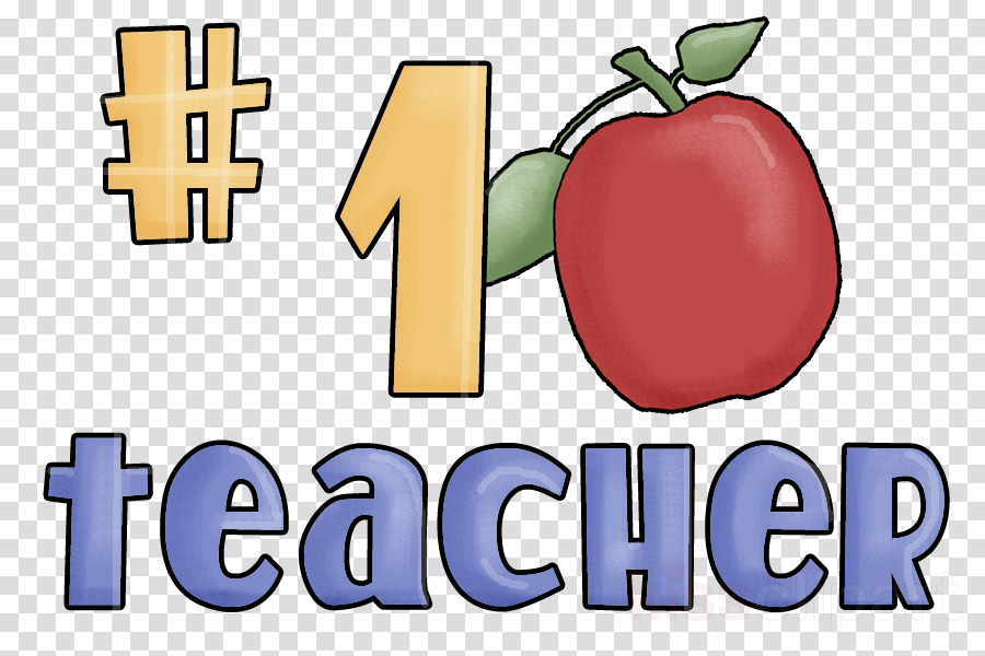 #1 Teacher Apple Clipart Teacher Clip Art - Number One Teacher Wall Clock (900x600), Png Download