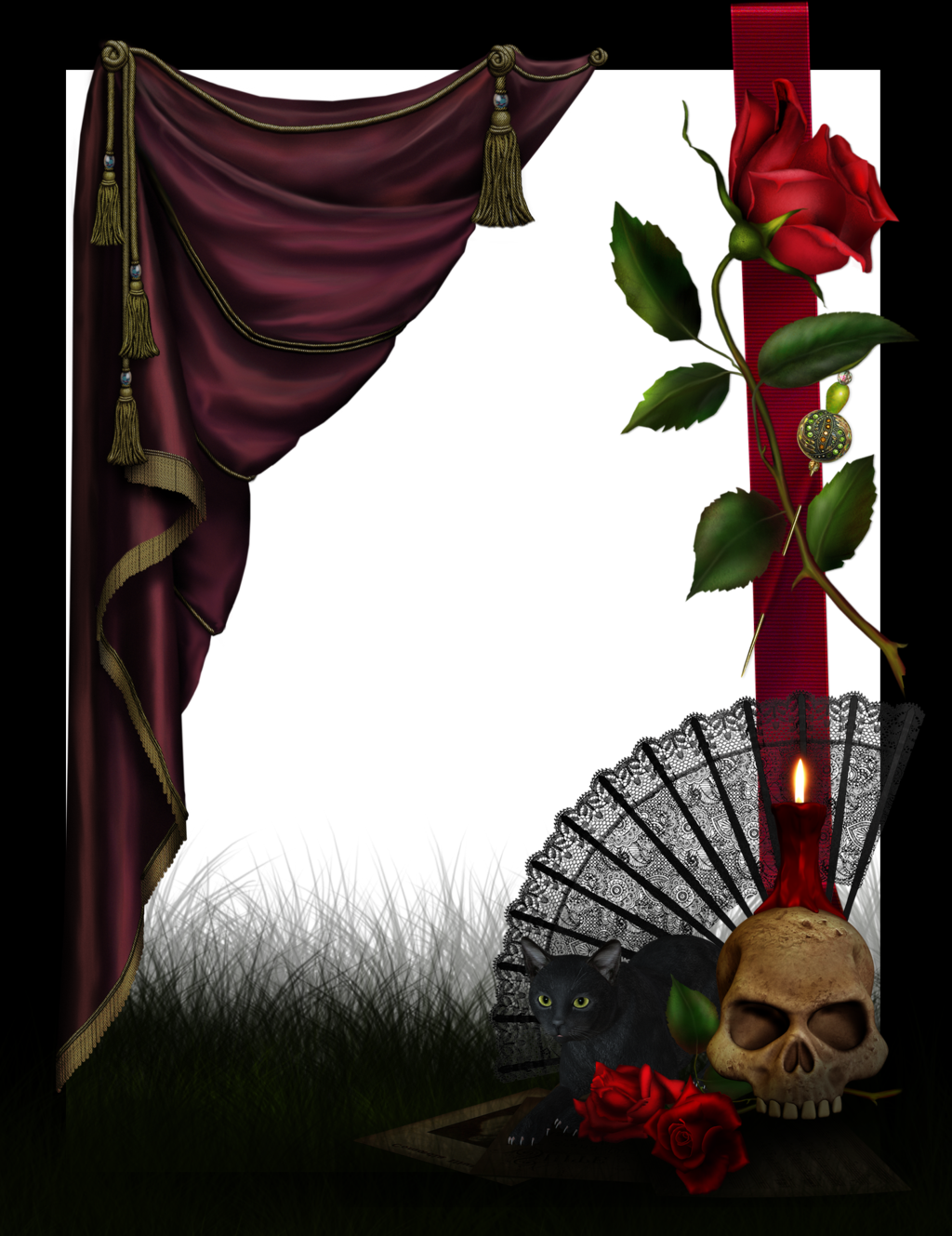 Aqua And Gold Floral Clip Art Digital Instant Download - Gothic Photo Frame Png (784x1018), Png Download