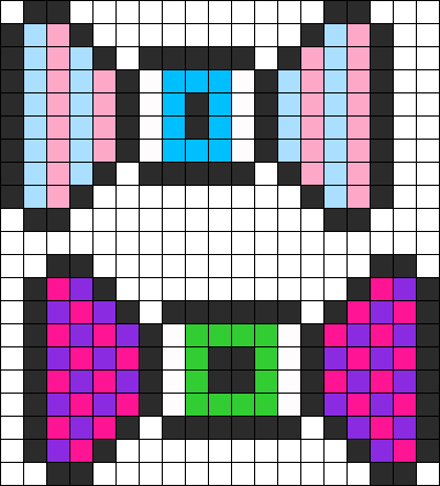 Pastel Goth And Punk Bow Perler Perler Bead Pattern - Bead (400x442), Png Download