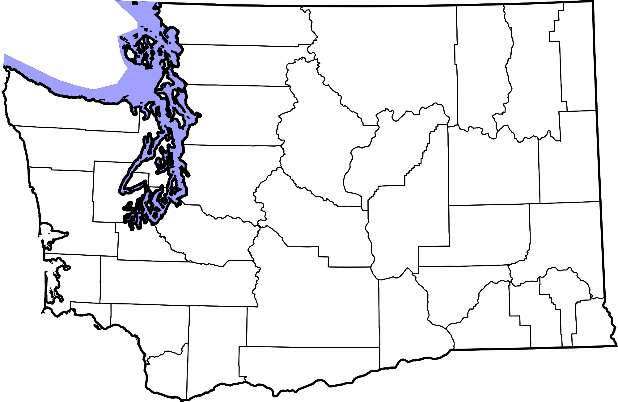 Open - Blank County Map Of Washington State (2000x1302), Png Download