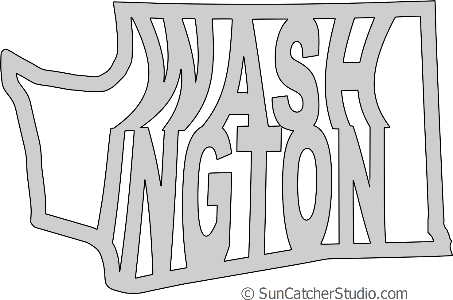 Washington Map Shape Text, Outline Scalable Vector - Washington (1500x1005), Png Download