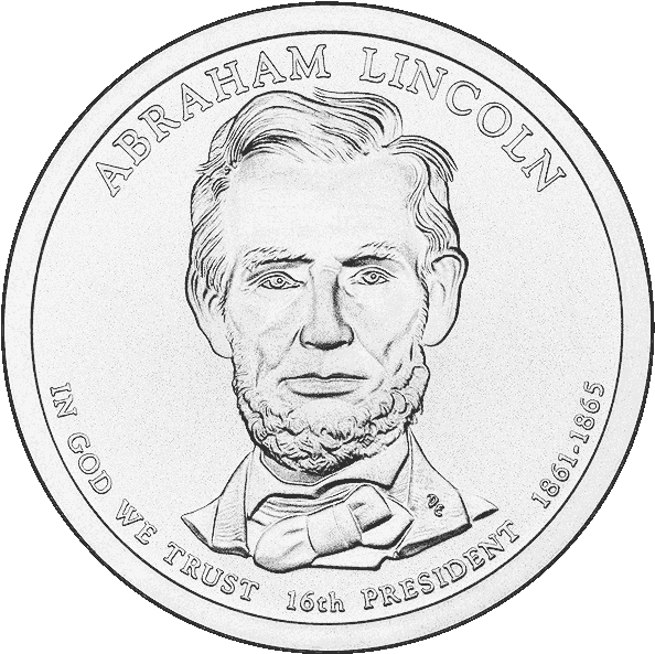 Abraham Lincoln Dollar Coin (600x599), Png Download