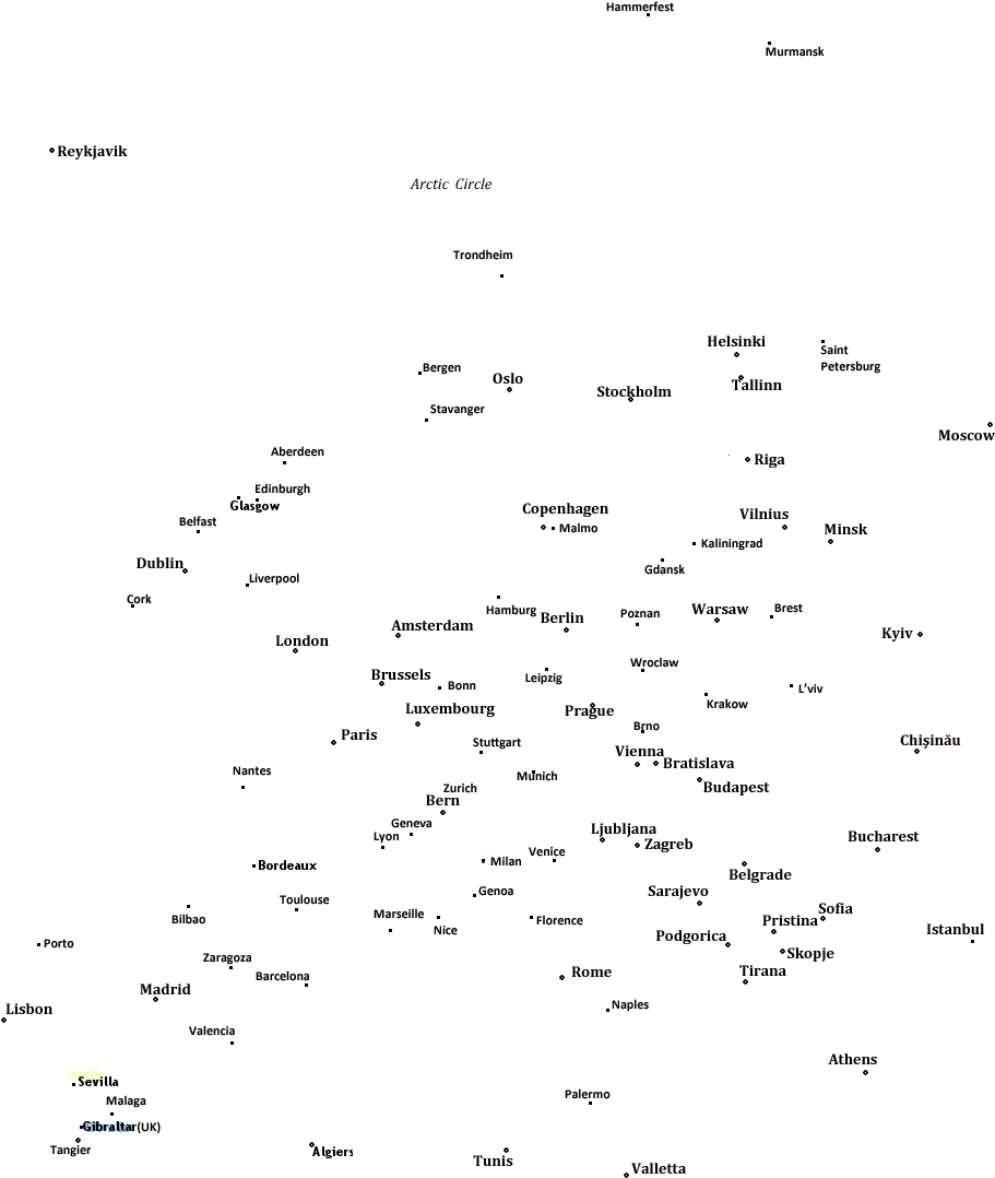 Europe Map Cities - Europe (1026x1104), Png Download