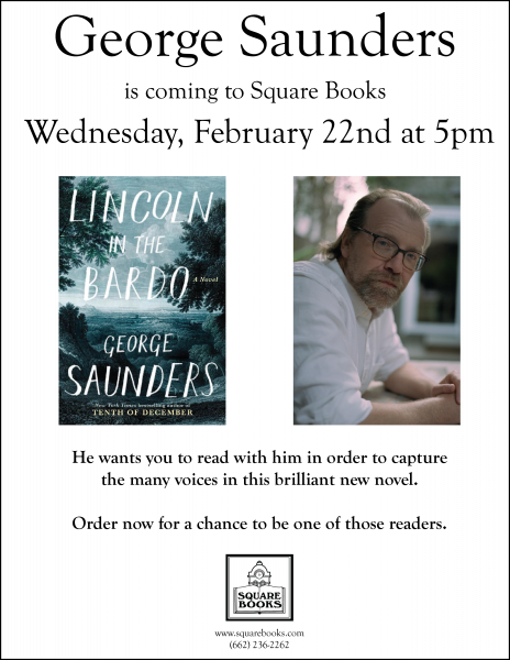George Saunders At Square Books - Lincoln In The Bardo: A Novel [book] (464x600), Png Download
