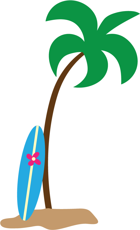 Beach - Palm Tree Beach Clip Art (599x966), Png Download