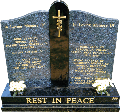 L48 Blue Pearl And Black Granite Headstone Image - Granite (600x600), Png Download