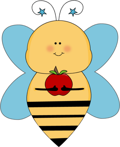 Apple Clipart Cute Teacher - Teacher Bee Clipart (400x487), Png Download