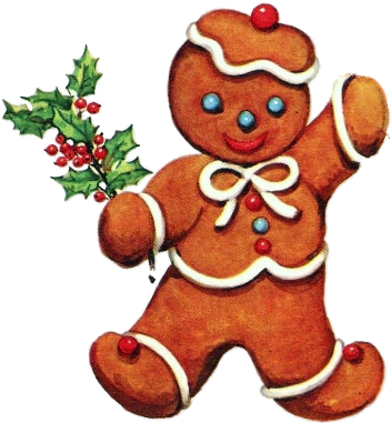 Gingerbread Clipart Vintage - Vintage Christmas Gingerbread Man (366x408), Png Download