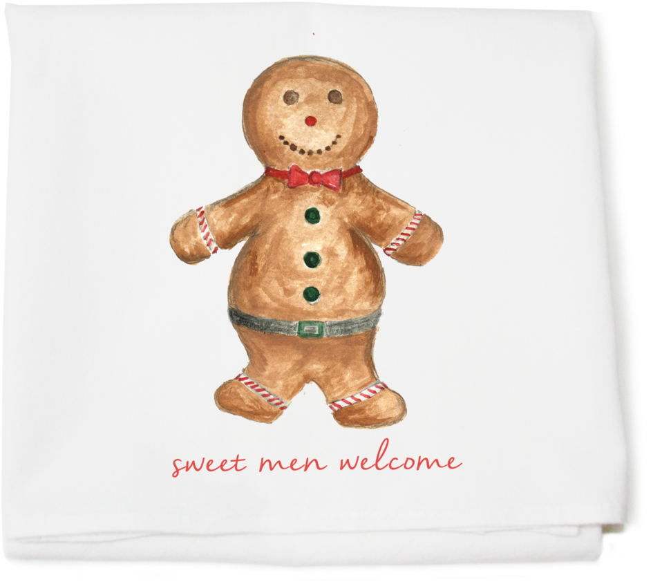 Gingerbread Mansweet Men Welcome Flour Sack Towel - Gingerbread (1024x944), Png Download