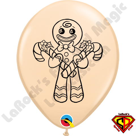 Qualatex 11 Inch Round Gingerbread Man Blush Balloons - 5 Inch Ivory Silk Balloons (480x480), Png Download