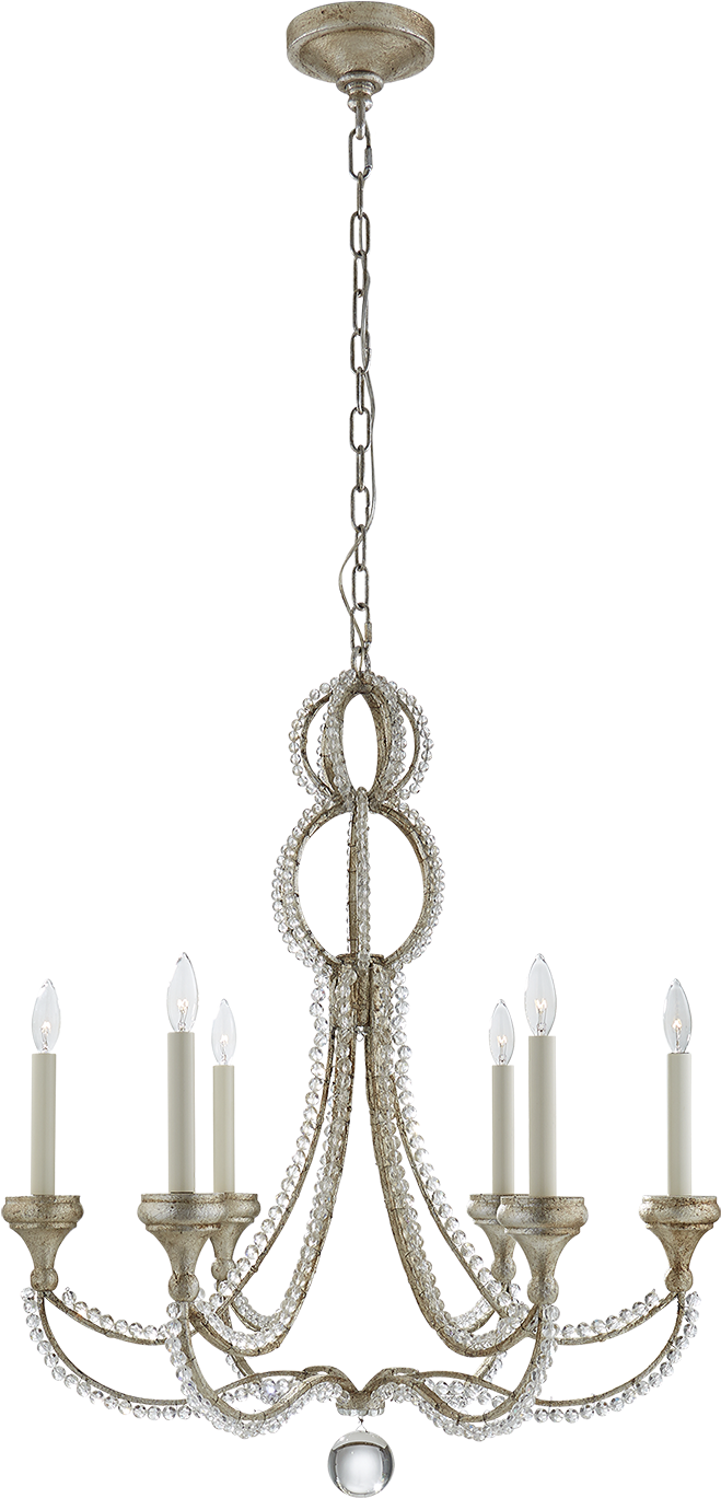 Milan Medium Chandelier In Venetian Silver With Crystal - Visual Comfort Nw5030vg Venetian Gold Milan Medium (1440x1440), Png Download