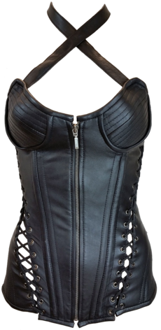 Vc1340 Vance Leather Ladies Halter Top Zip Front Corset - Jafrum Leather Corset With Zipper Front - Size S In (480x480), Png Download