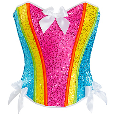 Rainbow Sequin Corset - Women's Sequin Rainbow Corset (400x544), Png Download