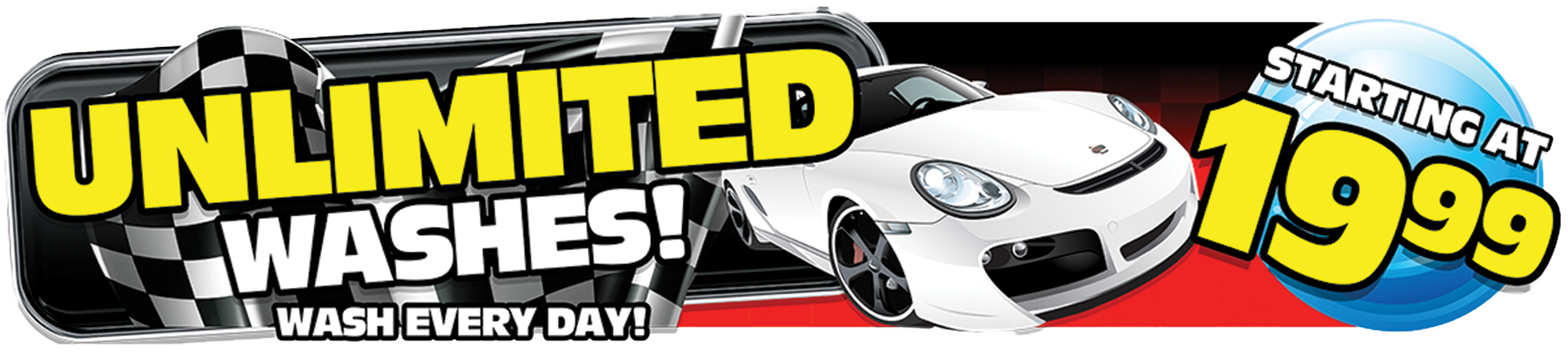 Express Car Wash - Sports Car Queen Duvet (1768x397), Png Download