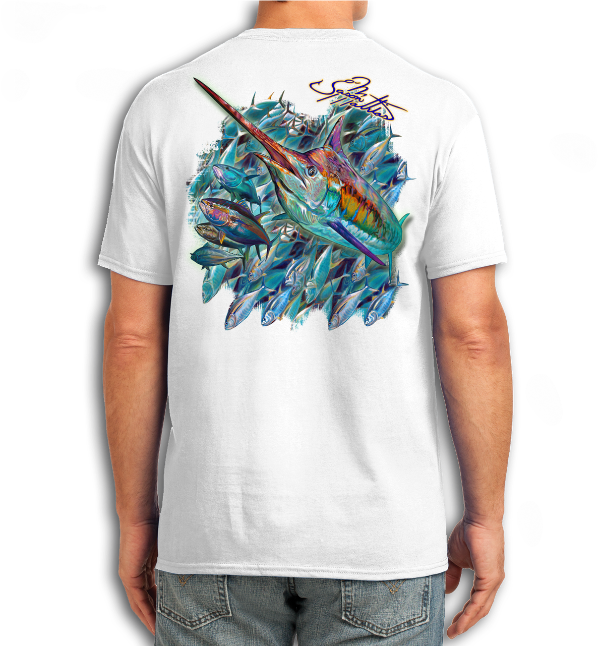 Blue Marlin Sushi Roll Cotton Feel Tech - Shirt (1280x1280), Png Download