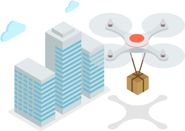 Autonomous Drone Deliveries - Illustration (638x567), Png Download