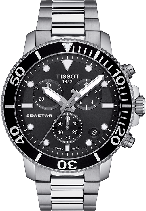 Tissot Seastar 1000 Chronograph - Tissot Seastar 1000 Black (551x840), Png Download