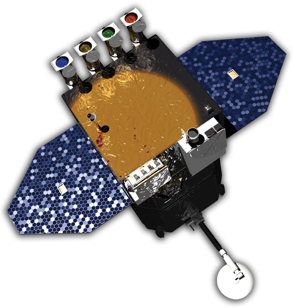 The Sdo Spacecraft, Carrying The Aia, Hmi And Eve Instruments - Solar Dynamics Observatory Png (600x641), Png Download
