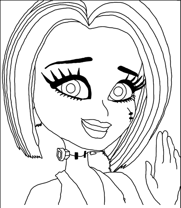 Face Of Monster Frenkie Stein Coloring Pages - Drawing (580x666), Png Download