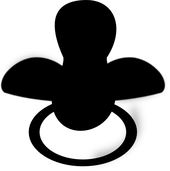 Baby Dummy Silhouette Png - Pacifier Clipart Black And White (594x597), Png Download