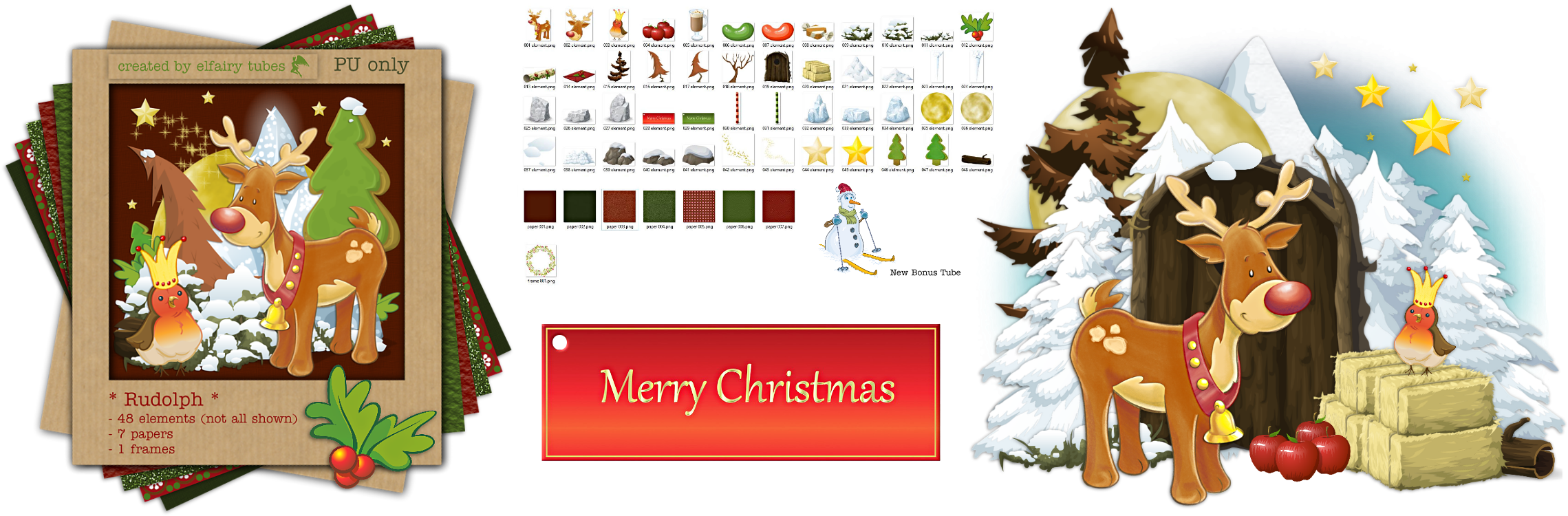 Rudolph - Rote Nase Und Jingle Bell-ren Lätzchen (2300x760), Png Download