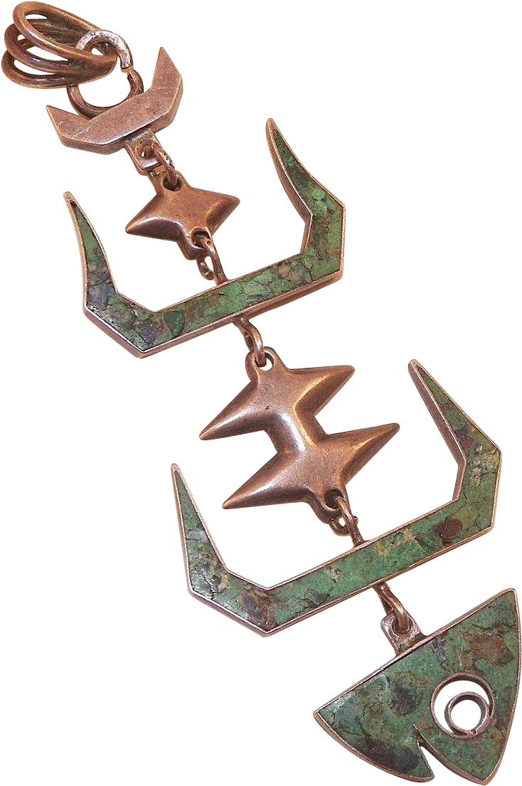 Vintage Mexican Modernist Sterling Articulated Fish - Skeleton (1104x1104), Png Download
