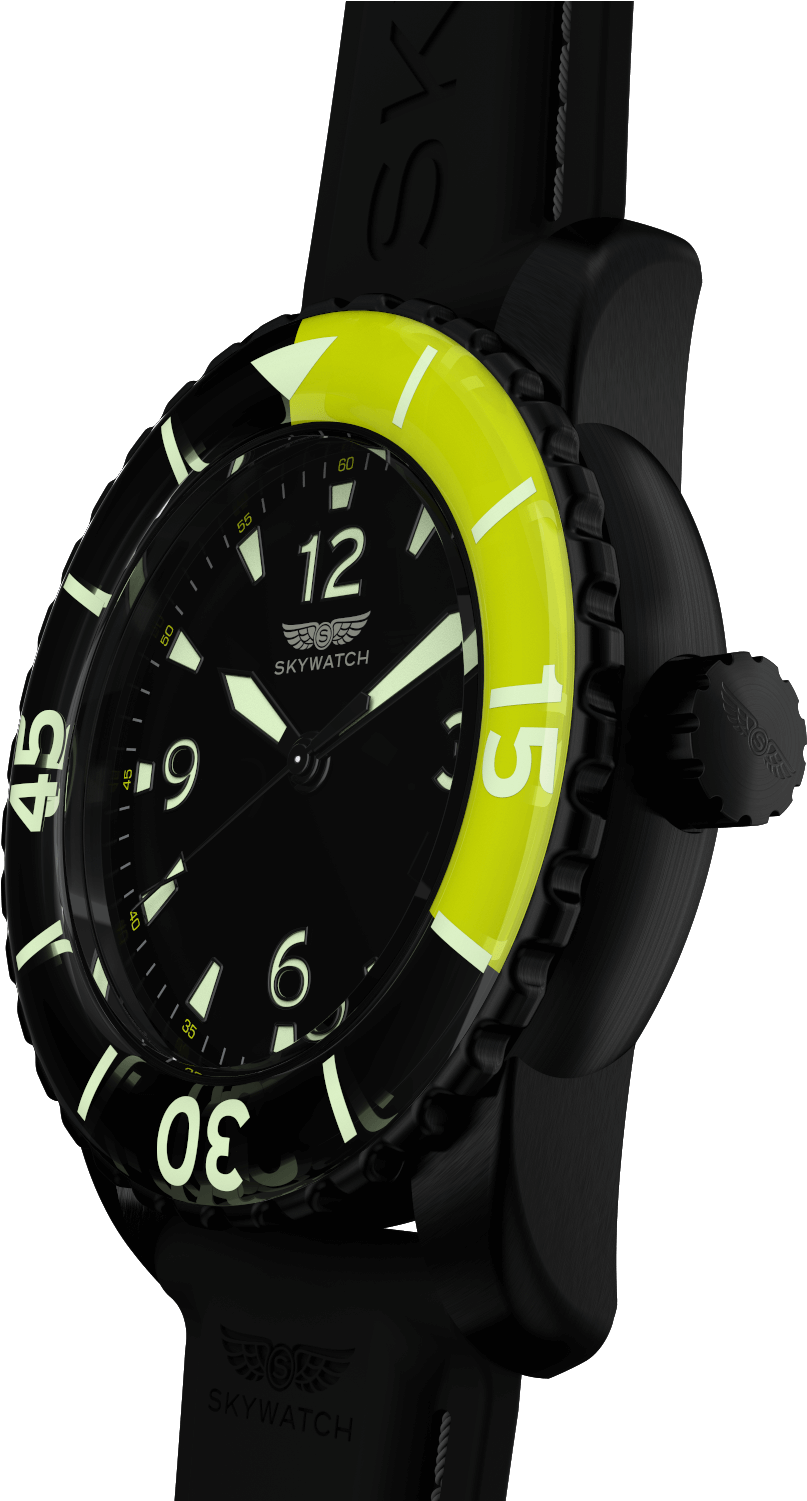 44mm 3-hand Black Ip - Skywatch Black & Green 44mm 3-hand (1000x1500), Png Download