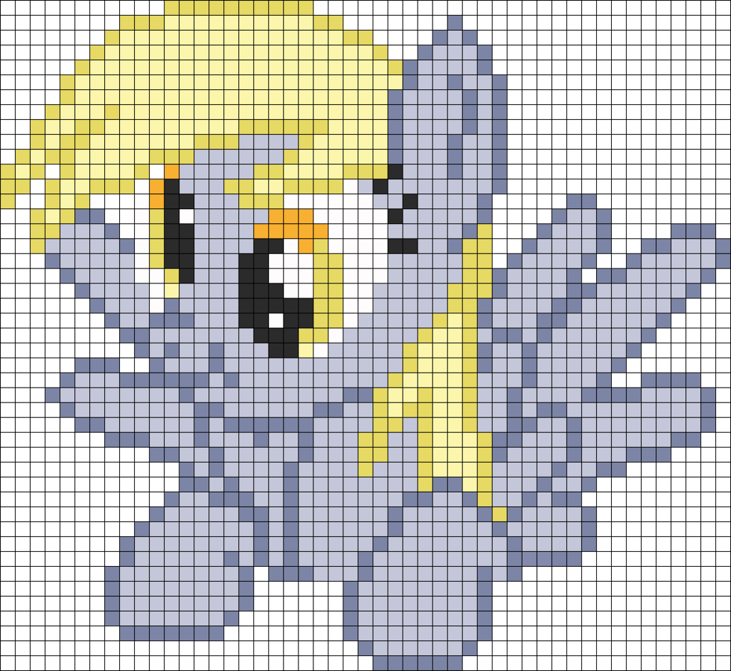 Derpy Hooves, Female, Grid, Mare, Pegasus, Pixel Art, - Minecraft Pixel Art Dragon Template (1024x940), Png Download