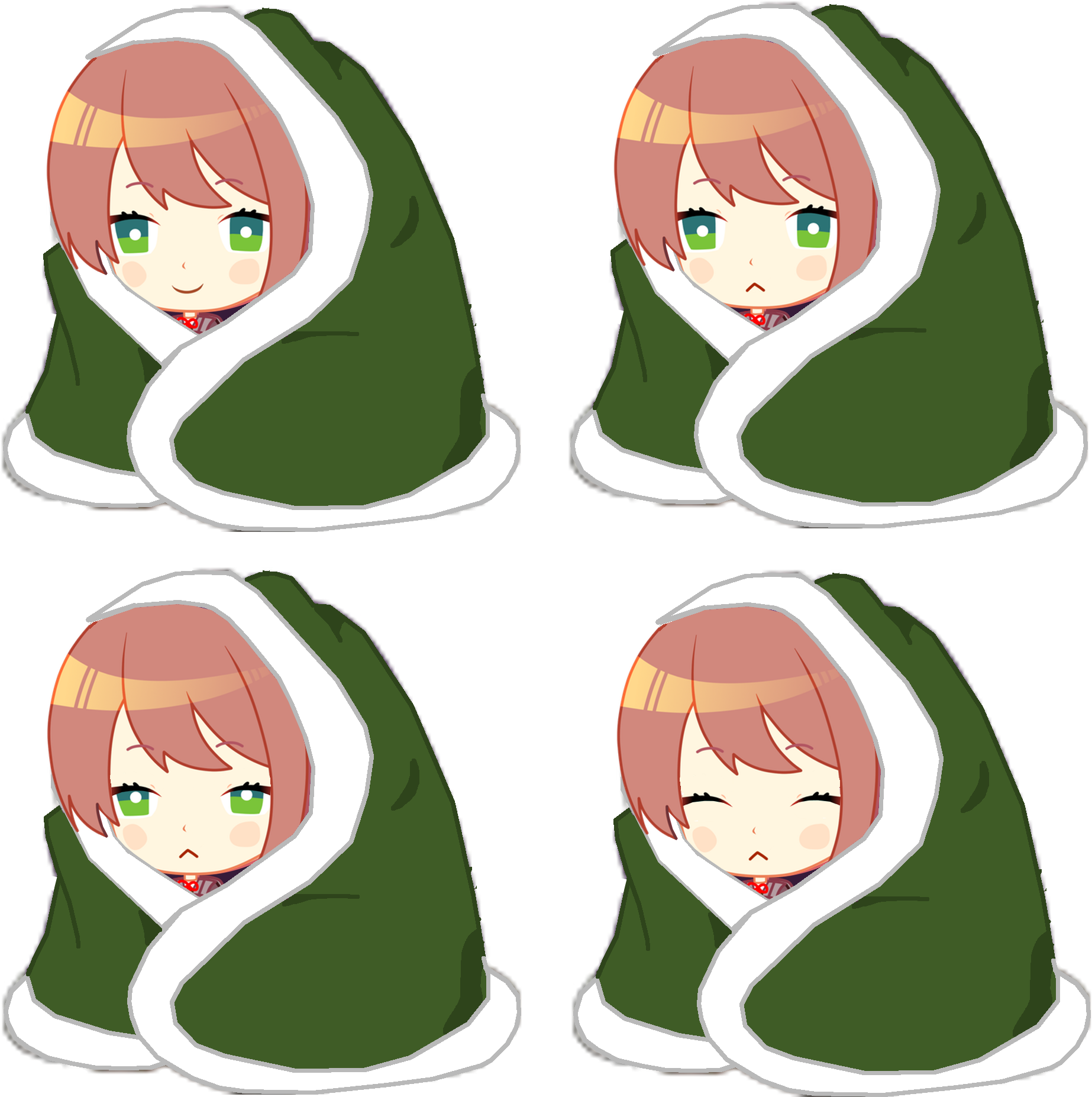 Hd Sleeping Chibi Monika Sprites Ddlc Png Sayori Chibi - Ddlc Monika Chibi Blanket (1920x1920), Png Download